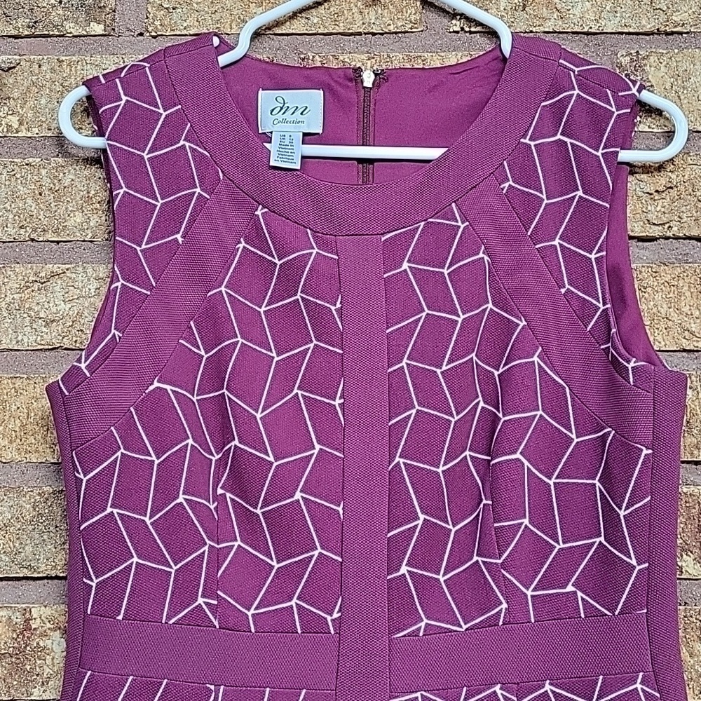 JM Collection Women's Purple Geometric Knee-Length Sheath Dress Size 8 - Picture 3 of 12